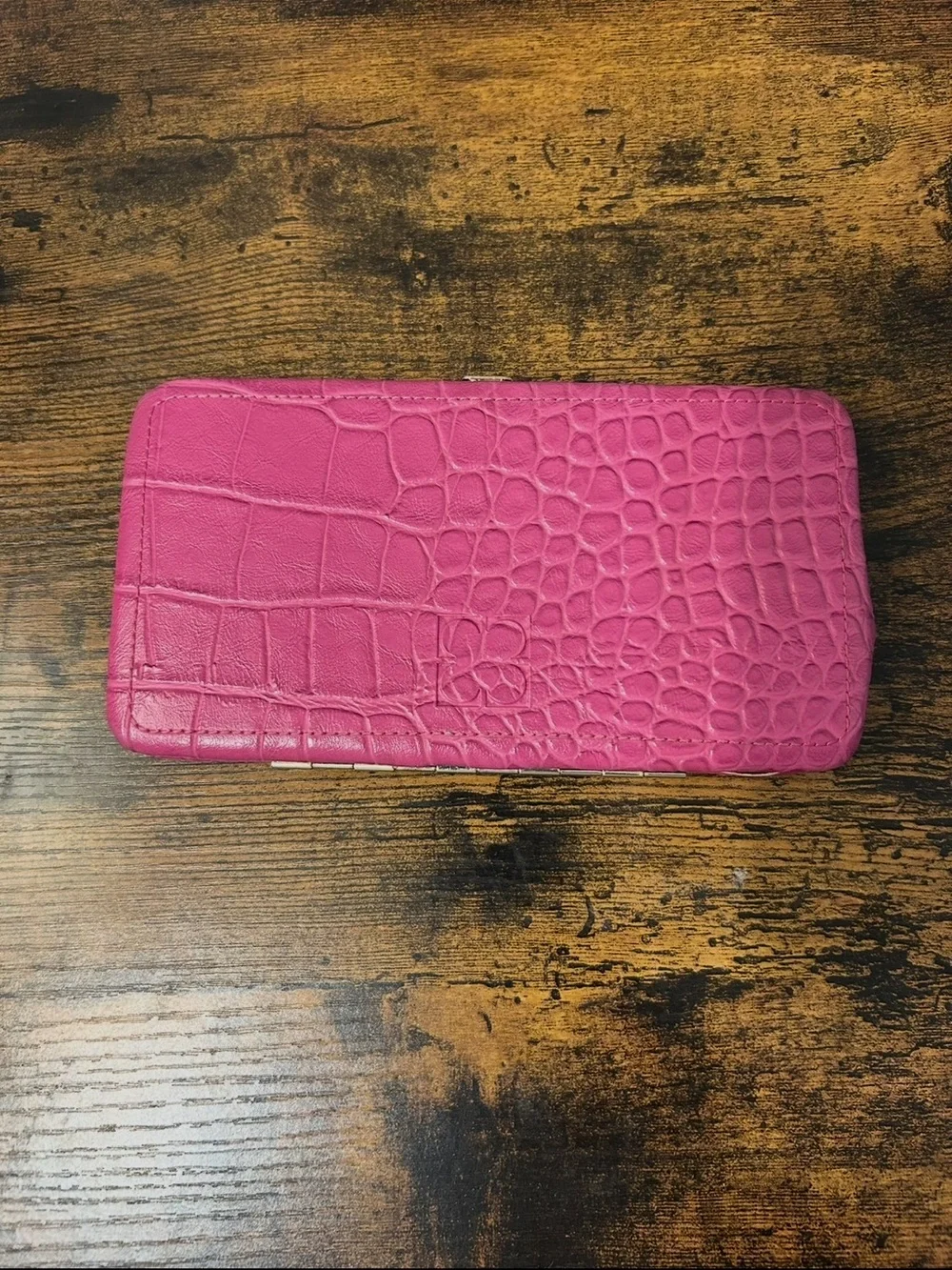 Fuchsia Croc-Embossed Zip Wallet - Women’s Clutch